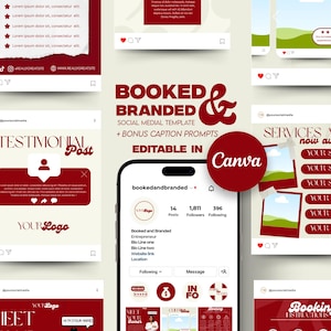 Gebucht und Branded Social Media Kit | Canva Vorlagen für neue Unternehmer