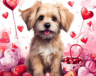 Puppy with Hearts Valentines 20 oz. Tumbler Sublimation Love