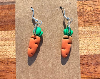 Carrot earrings, carrot, fun Easter earrings, dangle, unique, holiday, bright, sterling silver