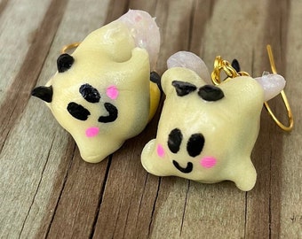 Boo Bees (Glow in the dark), breast cancer awareness, breast cancer, clay earrings, handmade, ghost bees, hypoallergenic