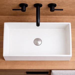 Large White Rectangular Vessel Sink, 18 Inch Ceramic Bathroom Sink, Modern Vanity Wash Basin, Minimalist Bathroom Sink