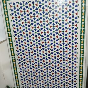 Green Blue Red Mosaic Table, Handmade Tile Top Table for Indoor & Outdoor Use, Moroccan Patio Table, Colorful Garden Decor Furniture