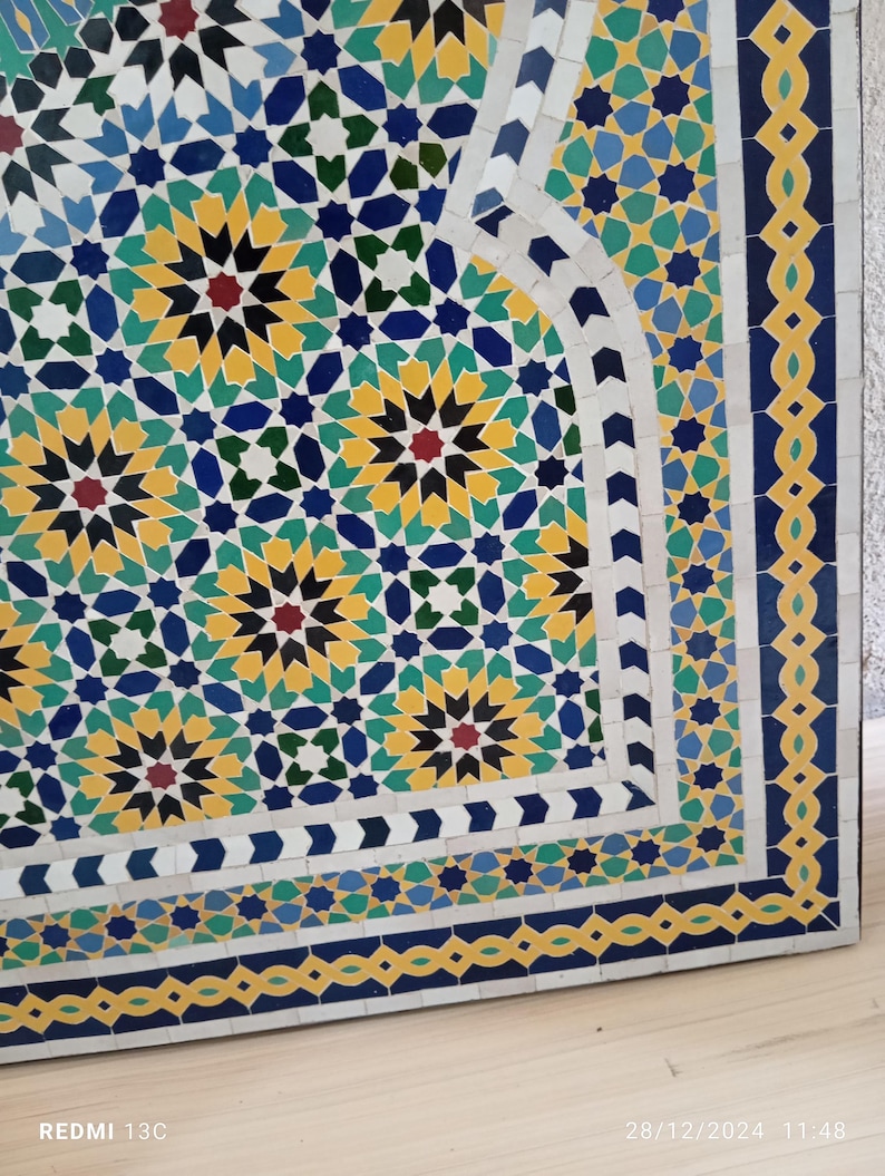 Zellige Design Numeric Handmade Moroccan Zellige Tile Art: Alhambra-inspired Mosaic Wall Decor ...