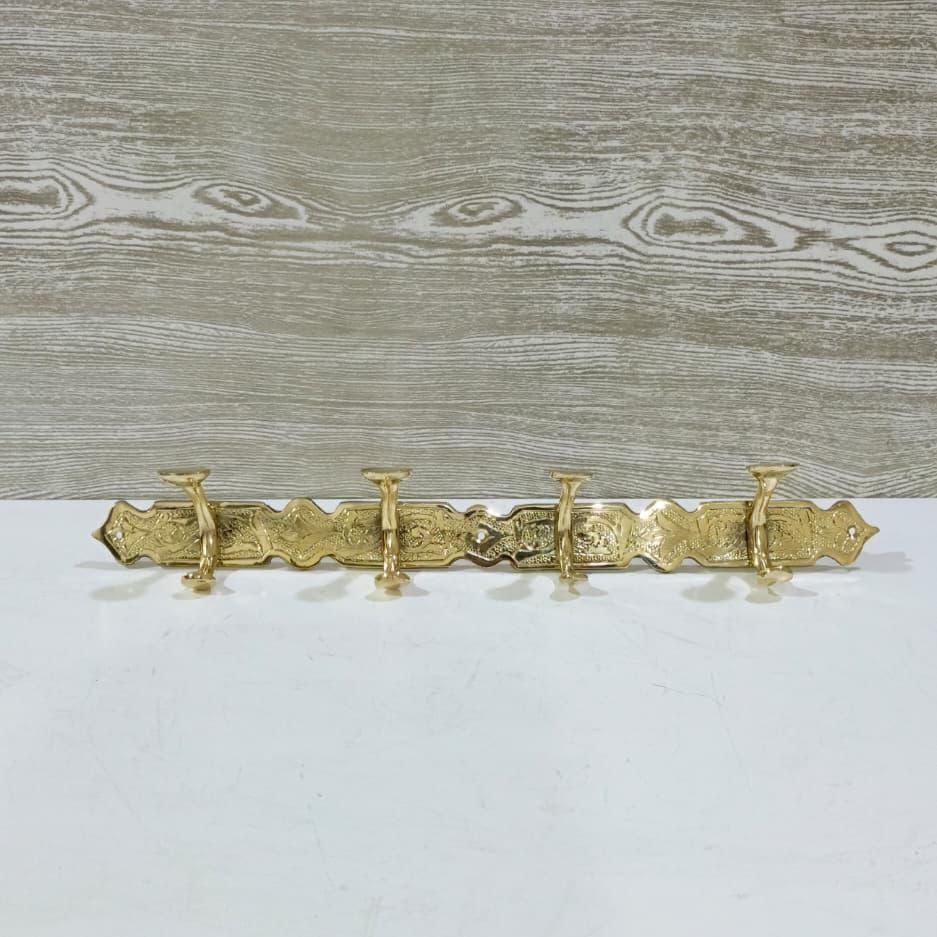 Wall Engraved Rack Handcrafted Engraved Brass Wall Hook Rack – Unlacquered Metal Clothes ...