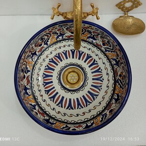 Custom Handmade Ceramic Sink: Farmhouse Vanity Basin,Bathroom and Kitchen Décor,Countertop Pottery Sink, Ceramic Basin, 14 inches sink.