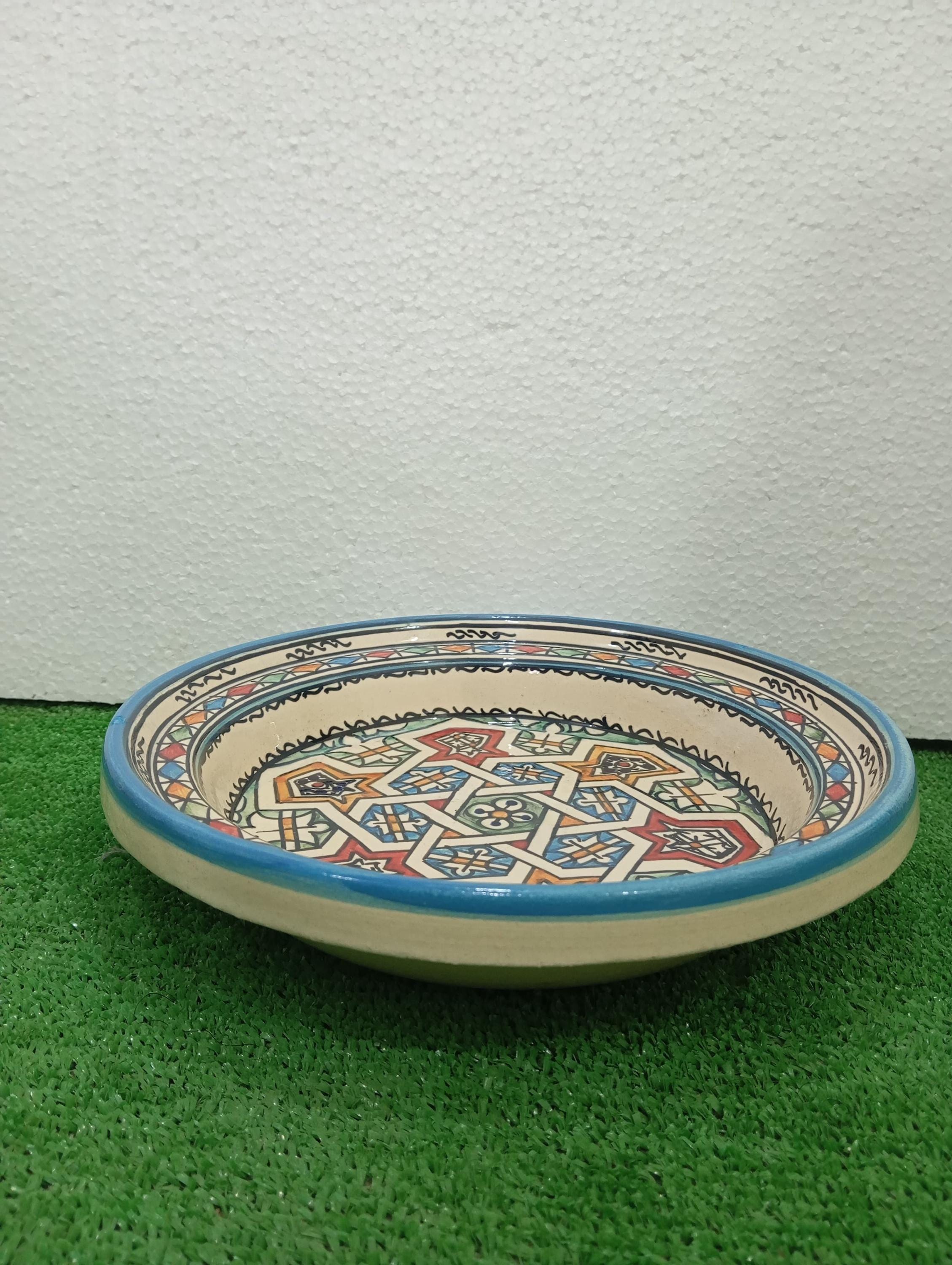 手作りモロッコ料理用タジン – カラフルなフェズ模様の鉛フリー