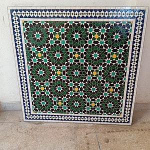 Handcrafted Moroccan Mosaic Tile Table, Rectangular Table for Garden or Patio, Outdoor Coffee Table, Personalized Tile Design, Rustic Decor