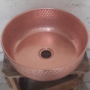 Red Copper Basin Custom Handmade Brass Bathroom Sink, Moroccan Hammered Vessel Basin, Antique Bronze Countertop Sink, Copper Drain Included