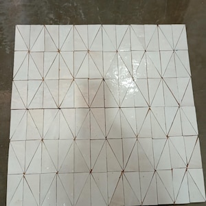 Handmade Moroccan Zellige Tile: 12x12 Natural White Clay Mosaic