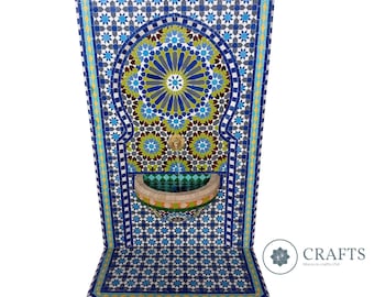 Fuente de azulejos zellige marroquíes hecha a mano: fuente de agua para interior y exterior