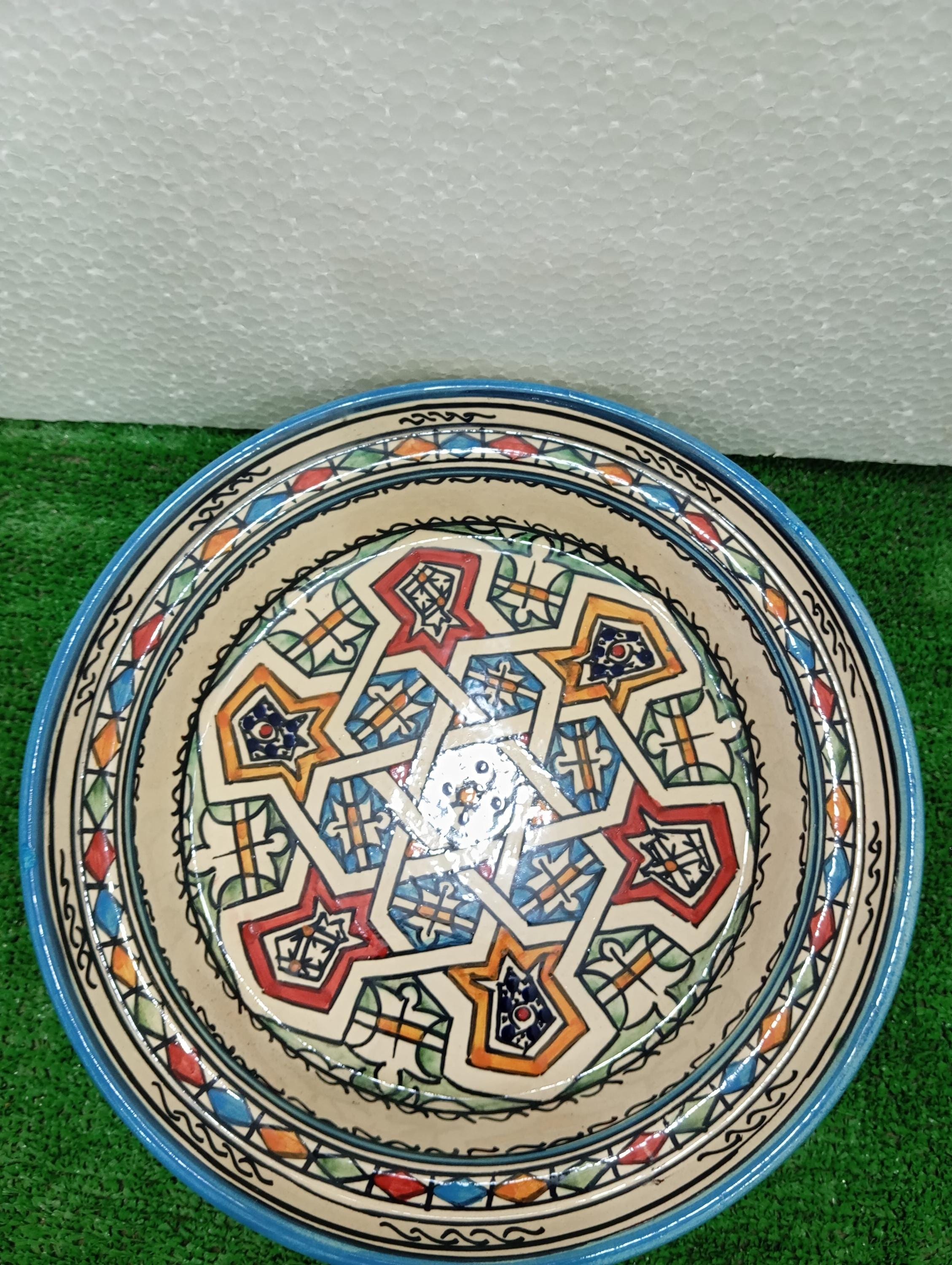 手作りモロッコ料理用タジン – カラフルなフェズ模様の鉛フリー