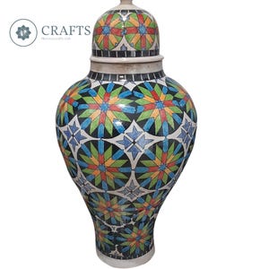 Handmade Moroccan Pottery Vase, Large Fes Ceramic Decor, Traditional Clay Vase, Artisan Home Accent, Unique Hand-Painted Decorative Vase,