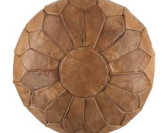 Genuine Moroccan leather Pouf, Moroccan pouf ottoman cover can use for Footrest or a pouf footstool also Hassock .Perfect Gift light brown .