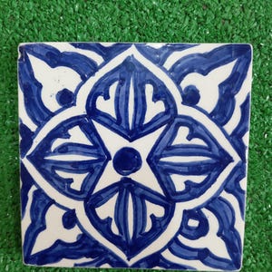 Handmade Moroccan Zellige Tiles 4in x 4in  – Hand Painted Ceramic for Backsplash, Bathroom Walls Tile, Kitchen Decor,  Interior Tile Accents