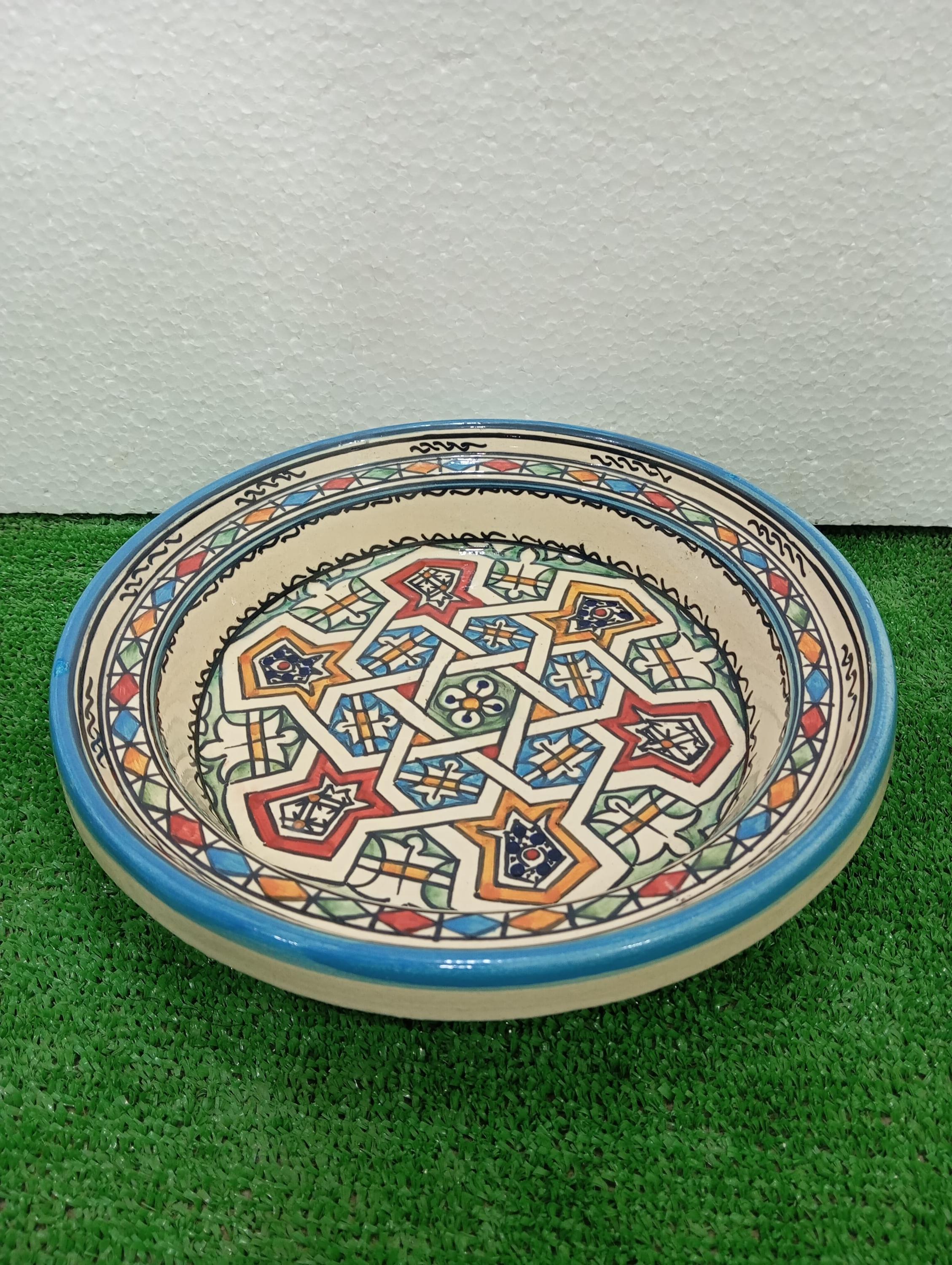 手作りモロッコ料理用タジン – カラフルなフェズ模様の鉛フリー