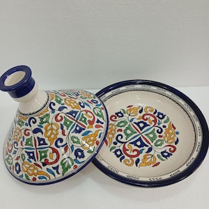 Moroccan Handmade Clay Tagine, Lead-Free Ceramic Cooking Pot, Large Tagine for Serving & Cooking, Authentic Moroccan Kitchen Cookware,