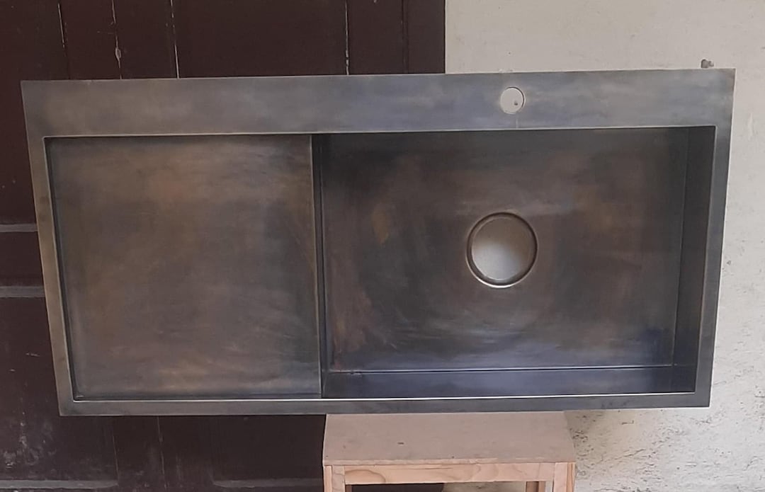 Handmade Moroccan Brass Kitchen Sink: Antique Patina, Custom Drain Board - Etsy Australia