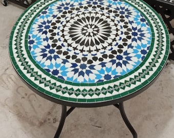 屋外パティオ用ガーデンモザイクテーブル、モロッコアート、素朴な