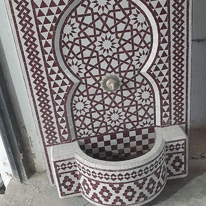 Handmade Moroccan Zellige Fountain, Outdoor Wall Water Feature, Mosaic Garden Fountain, Patio Decor, Tile Water Fountain, Home Accent,