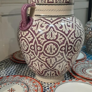 Handmade Moroccan Blue Ceramic Vase ,Hand-Painted Pottery from Fes,Unique Home Decor, Decorative Accent,Artisan Vintage-Style Vase,clay vase