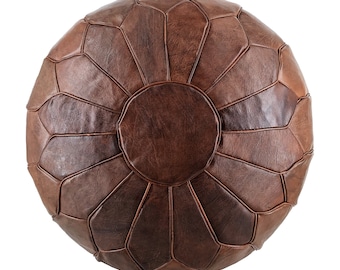 Genuine Moroccan leather Pouf, Moroccan pouf ottoman cover can use for Footrest , or a pouf footstool also Hassock .Perfect Gift (Dark Brown