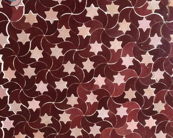 Handmade Rifraf Moroccan Zellij Mosaic Tile • Pink & Bordeaux Star Pattern • Custom Size Available