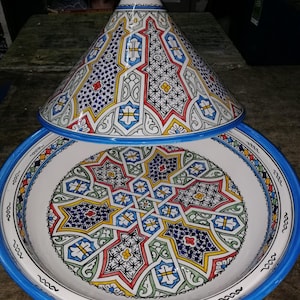 Handmade Moroccan Tagine for Cooking and Serving, Large Ceramic Tagine Pot, Decorative Clay Tagine, Moroccan Cookware, Unique Dinnerware.