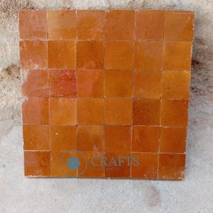Handmade Zellige Tile 12x12 – Burnt Orange Terracotta Mosaic Wall and Floor Tile, Fez Backsplash, Kitchen and Bathroom Decor, Custom Colors