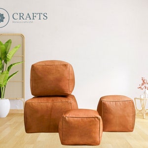 Custom leather pouf,leather puff,Pouf Leather,Genuine Leather pouf,black.brown Leather Pouf-Nursery Pouf,round footstool,Pouf Square Ottoman