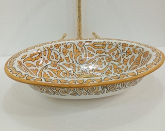 orange  Ceramic Sink for Bathroom, Unique Vessel Basin, Custom Vanity Sink, Farmhouse Pottery Countertop Décor, Elegant Bathroom Basin.