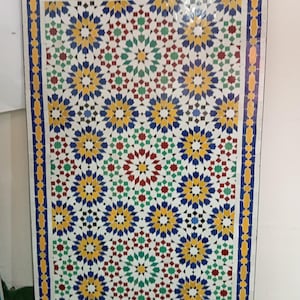 Moroccan Rectangular Mosaic Table, Mid Century Patio Coffee Table, Handmade Rustic Tile Table, Outdoor Dining Table, Custom Home Decor