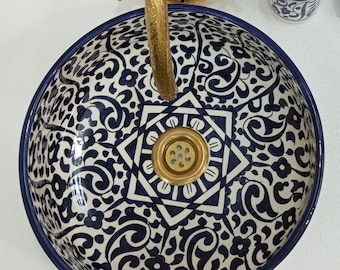 Fregadero de cerámica azul para cocina - Tocador de baño personalizado - Decoración de lavabo de cerámica - Fregadero de encimera estilo rústico - 100 % hecho a mano - Las mejores ofertas de Etsy