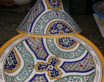 Handmade Moroccan Clay Tagine Pot, Lead-Free Ceramic Cooking Dish with Lid,Slow Cookware for Kitchen, Artisan Tagine, Clay Serving Pot Decor