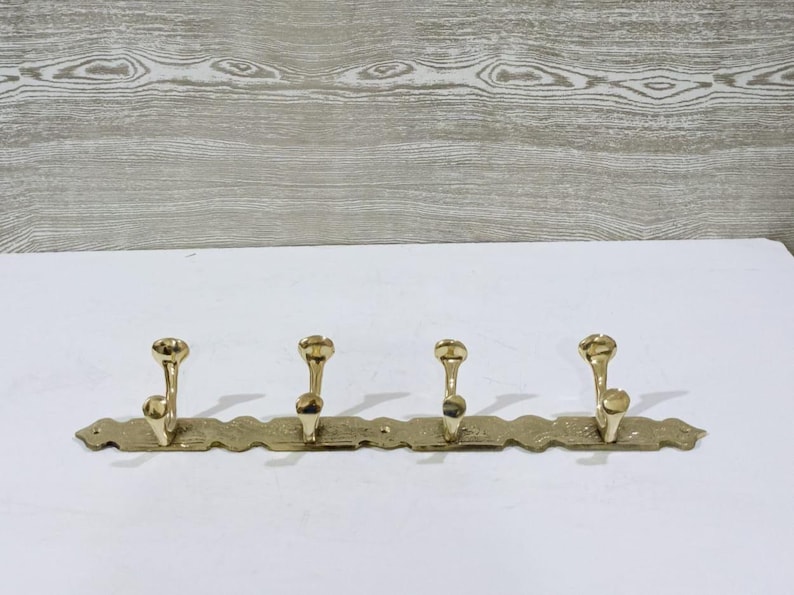 Wall Engraved Rack Handcrafted Engraved Brass Wall Hook Rack – Unlacquered Metal Clothes ...