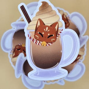 Sweet Fall Treats Matte Vinyl Laminated Stickers Water-Resistant Original Art Cute Food Aesthetic Autumn Harvest Pumpkin Spice Latte Pie