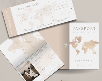 Passport Wedding Invitation, Destination Wedding Invitation, Boarding Pass Wedding Invitation, Travel Wedding Invitation, Template Download