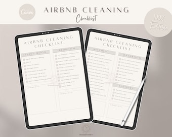 Airbnb Cleaning Checklist, Cleaning Schedule, Vacation Rental Housekeeping Checklist, Airbnb Cleaning List,  Editable Airbnb Canva Template