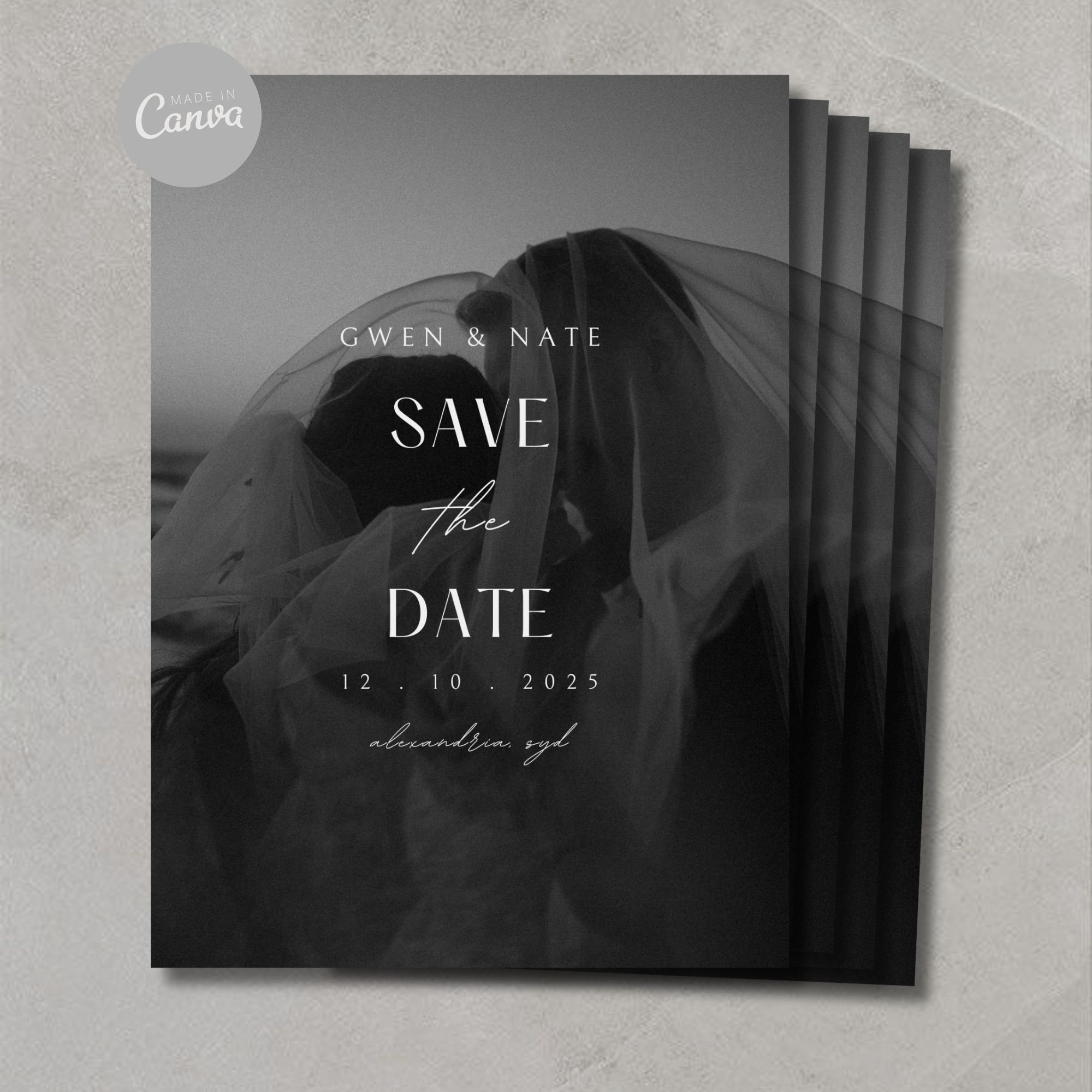 Modern Minimalist Save the Date Template, Wedding Invitation Template ...