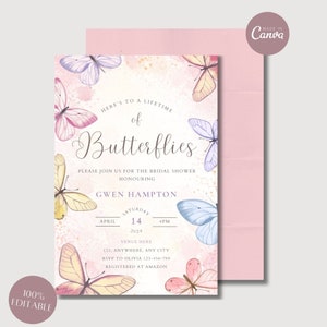 Butterfly Bridal Shower Invitation, Bridal Shower Invite, Butterflies Invitation, Printable Invitation, Editable Invite, Pastel Invitation