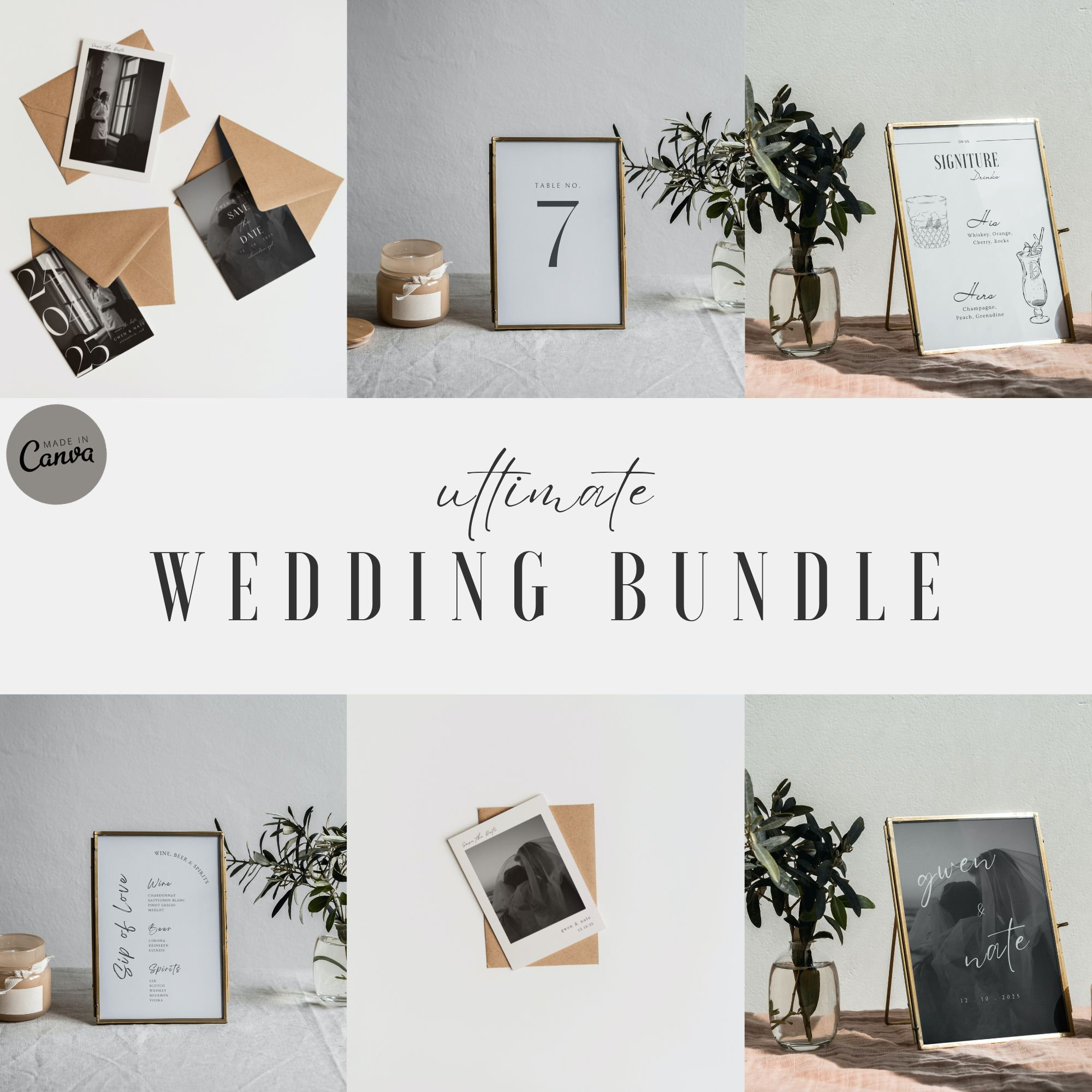 Wedding Bundle Template Canva, Modern Wedding Bundle, Large Wedding ...
