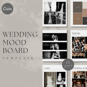 Plantilla de tablero de estado de ánimo para bodas, tablero de visión para bodas, plantilla de planificador de bodas digital, tablero de visión temático para bodas, plantilla editable de Canva