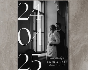 Modern Minimalist Save The Date Template, Wedding Invitation Template, Save The Date With Photo, Simple Editable Invite Template, Elegant