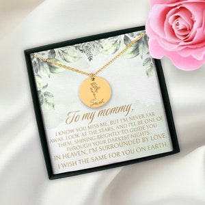 To My Mommy Name & Birth Flower Necklace Mama of an Angel 18k Plated SS Necklace Miscarriage Gift Stillborn Necklace Infant Loss Gift