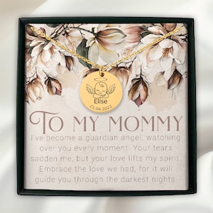 Zu meiner Mama - Mama zu einem Engel, Engel Baby, Fehlgeburt Geschenk, Schwangerschaft Verlust Geschenk, Totgeboren Geschenk, Säugling Verlust Trauer 18k überzogene SS Halskette