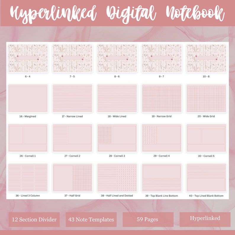 PLR Digital Notebook for Note Taking App Hyperlinked Notebook Goodnotes Landscape Digital