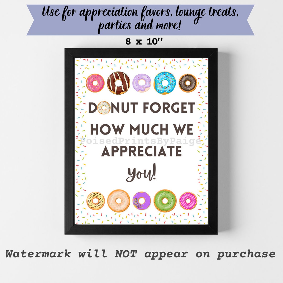 Appreciation Sign Bundle, 15 8x10 Signs, Instant Download, Staff ...