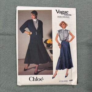 Vogue Paris Original 1588 Chloe Size 8 Misses Jacket Skirt & Blouse UNCUT FF Vintage 1985 Sewing Pattern