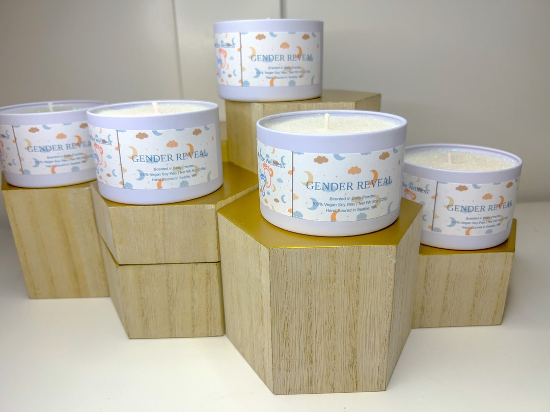 Gender Reveal Candles by Ashlee Wellness, Baby Shower Idea, Surprise