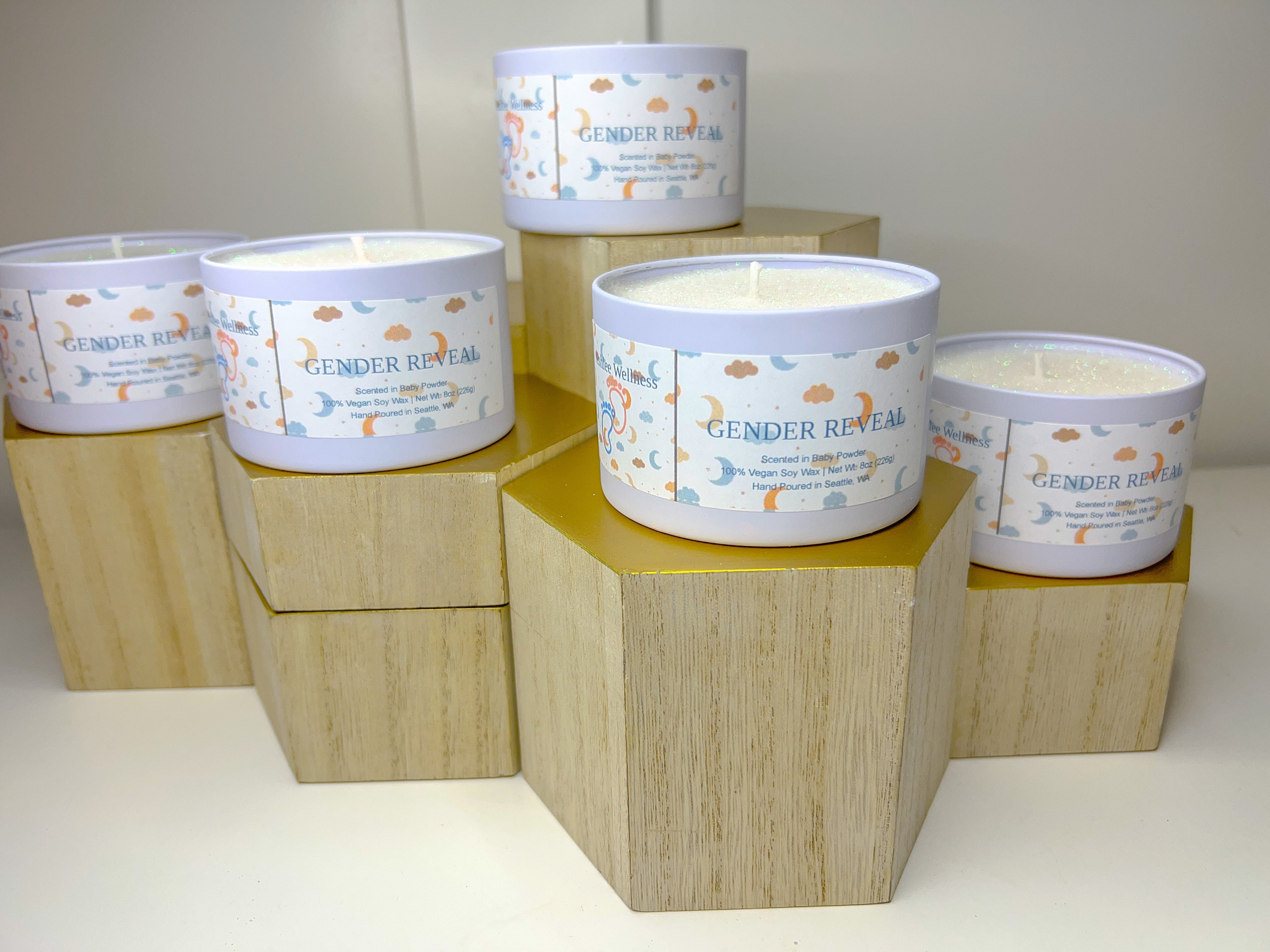 Gender Reveal Candles by Ashlee Wellness, Baby Shower Idea, Surprise