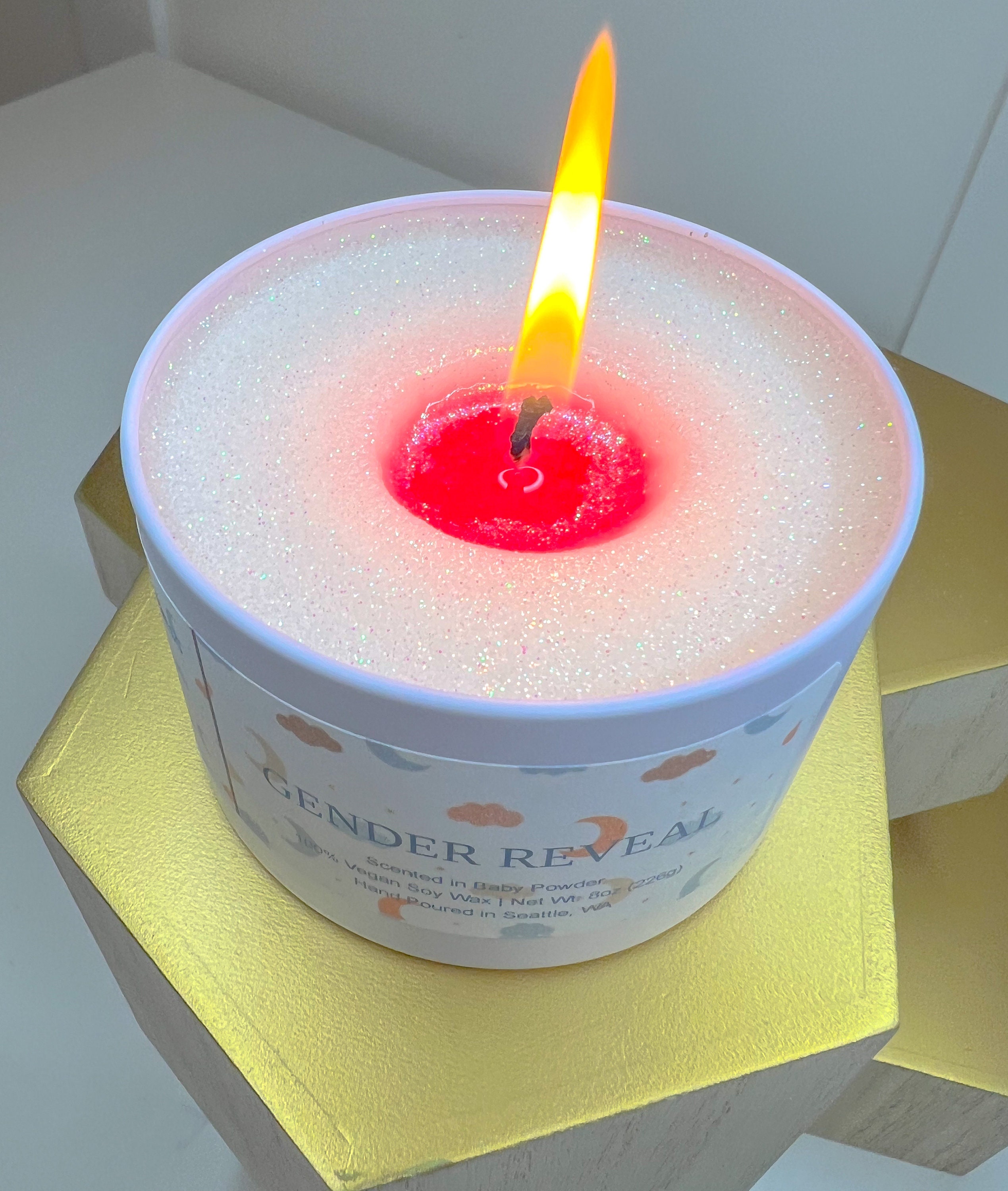 Gender Reveal Candles by Ashlee Wellness, Baby Shower Idea, Surprise